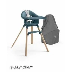 Paketti Stokke Clikk Syöttötuoli Fjort Blue + Stokke Clikk Travel Bag