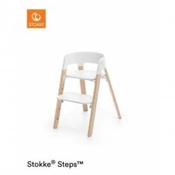 Paketti Stokke Steps Syöttötuoli White/Natur + Baby Set + Tarjotin White