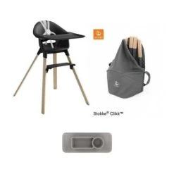 Stokke Clikk Syöttötuoli, Musta/Natural + Stokke Clikk Travel Bag + Stokke Clikk Ruokailualusta, Harmaa -Baby Wallaby Shop stokke clikk syoettoetuoli mustanatural stokke clikk travel bag stokke clikk ruokailualusta harmaa 3