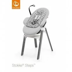 Stokke Steps Syöttötuoli, Black/Black + Stokke Steps Bouncer, Grey Clouds -Baby Wallaby Shop stokke steps syoettoetuoli blackblack stokke steps bouncer grey clouds 3